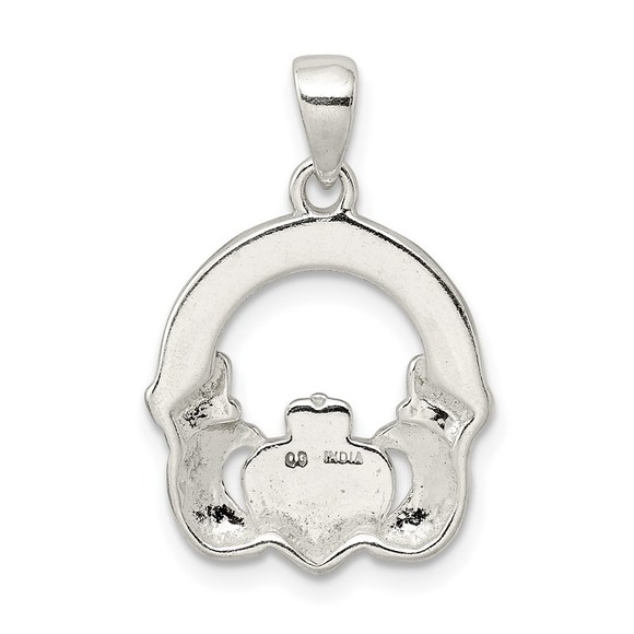 Sterling Silver Glitter Infused Claddagh Pendant - Picture 3 of 4